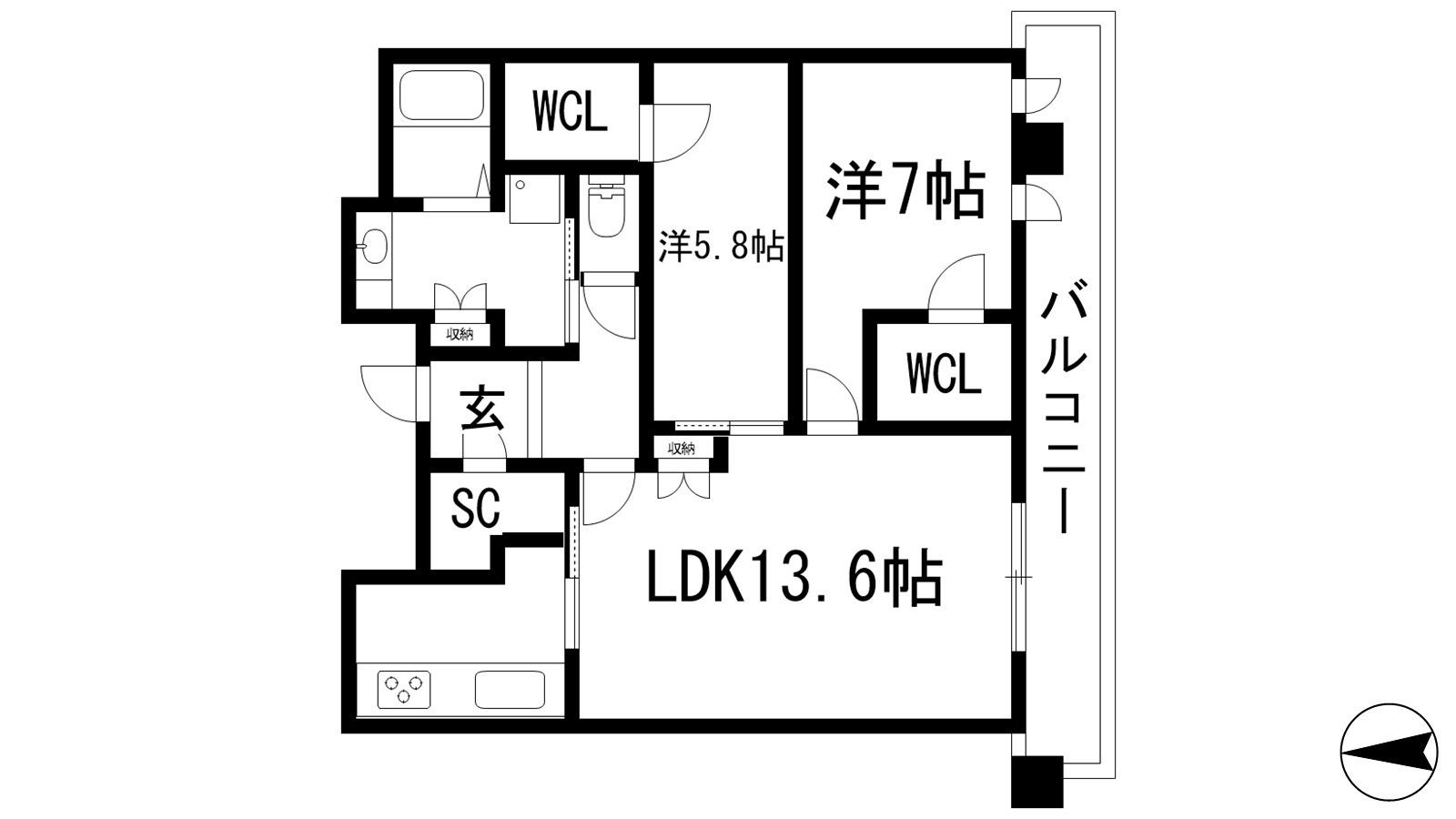 ジオタワー宝塚グランレジスTHE ノース(3LDK/7階)の間取り写真