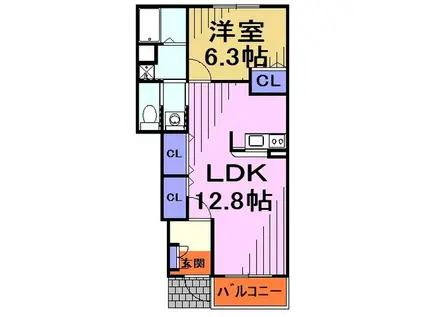 ラブリーハウス(1LDK/1階)の間取り写真