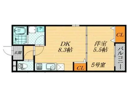 菊水通マンション(1LDK/1階)の間取り写真