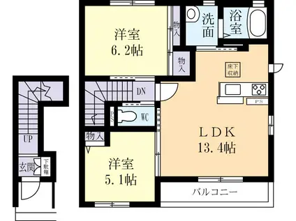 エーデル小松ヶ丘(2LDK/2階)の間取り写真