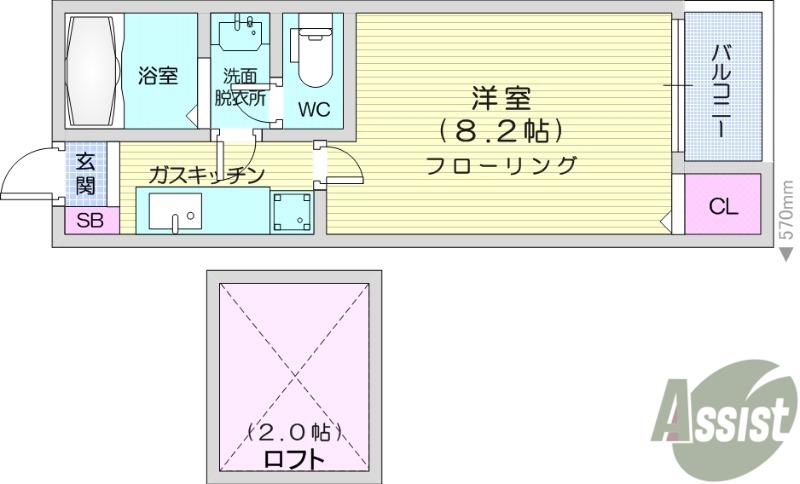 クレアフォーチュン清水沼(1K/2階)の間取り写真