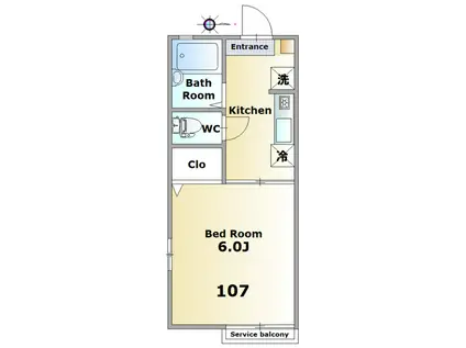 千葉都市モノレール 穴川駅(千葉) 徒歩5分 2階建 築30年(1K/1階)の間取り写真
