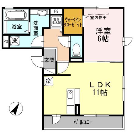アヴニールマーガレット(1LDK/2階)の間取り写真