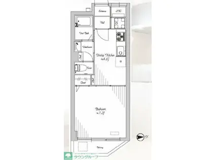 更竹ハイツ(1DK/2階)の間取り写真