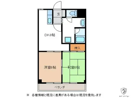 グランドハイツ森山(2DK/3階)の間取り写真
