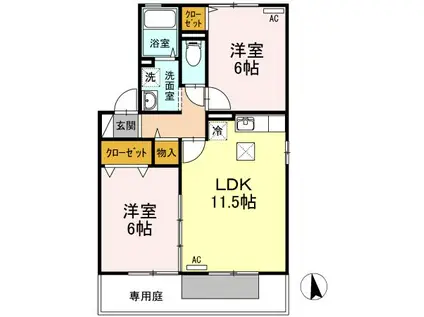 グリーンスクエアC棟(2LDK/1階)の間取り写真