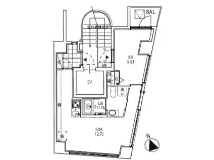 クーカイテラス白金高輪 KUKAI TERRACE 白金高輪(1LDK/10階)の間取り写真