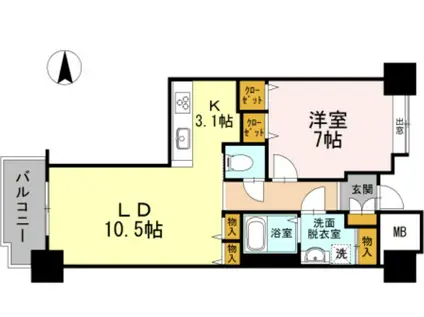 品川シーサイドビュータワーI(1LDK/4階)の間取り写真