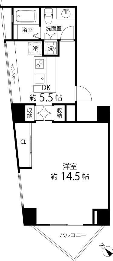 レニール本駒込(1DK/12階)の間取り写真