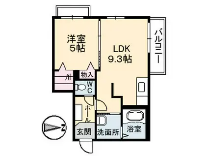 べレオ・中通(1LDK/2階)の間取り写真