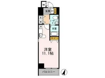 カスタリア三宮(ワンルーム/15階)の間取り写真