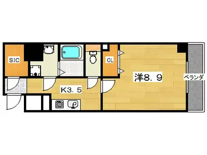 LA VALSE(1K/3階)の間取り写真