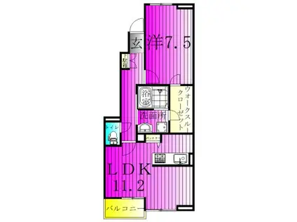 セレノパラッツォII(1LDK/1階)の間取り写真