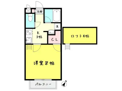 サンヴィアーレ・I(1K/1階)の間取り写真