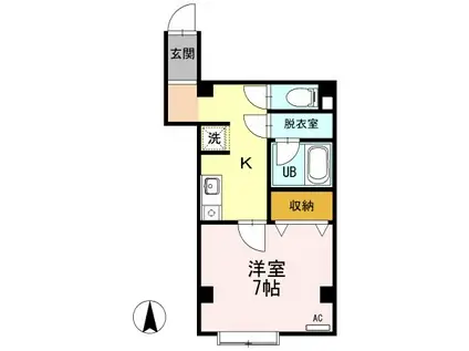 ウエルネス万代(1K/3階)の間取り写真