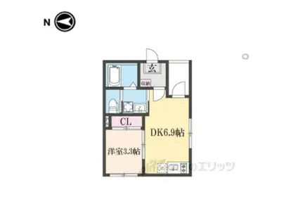 ハーモニーテラス椥辻西浦町2(1DK/1階)の間取り写真