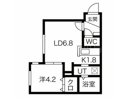 BURANO学園前(1LDK/4階)の間取り写真