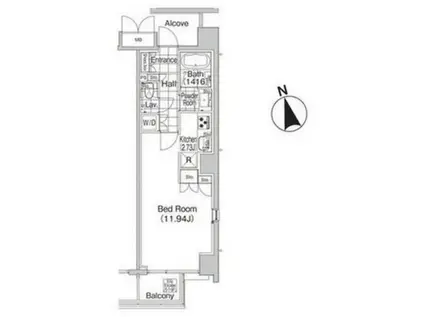 L′GENTE VALU 麻布十番(ワンルーム/6階)の間取り写真