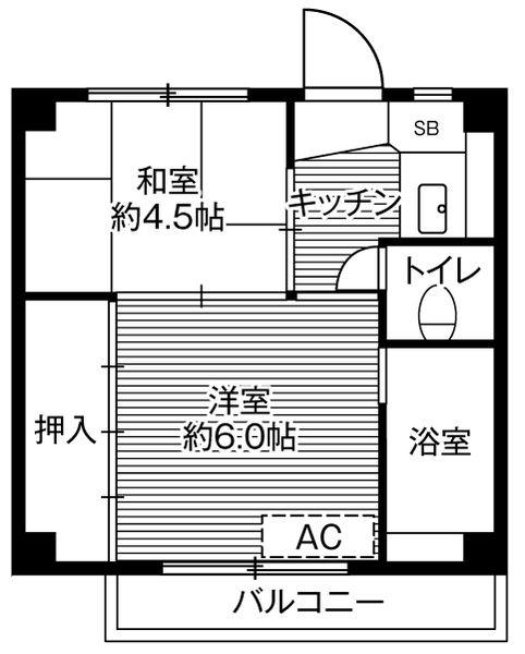 ビレッジハウス坂城1号棟(2K/2階)の間取り写真