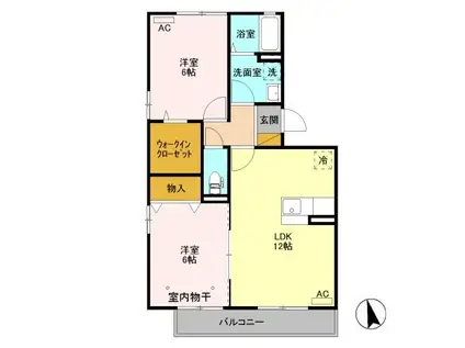 パレロワイヤルC(2LDK/3階)の間取り写真