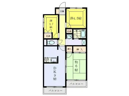 ビッグヴァン堀之内(3DK/2階)の間取り写真