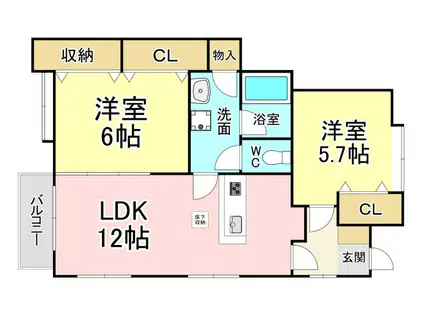 BLACKCOMB ブラッコム(2LDK/1階)の間取り写真