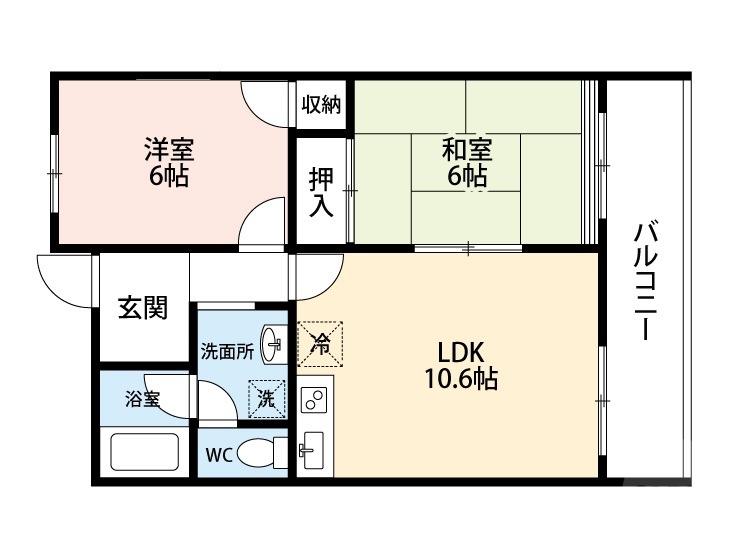 サンハイツ原(2LDK/3階)の間取り写真