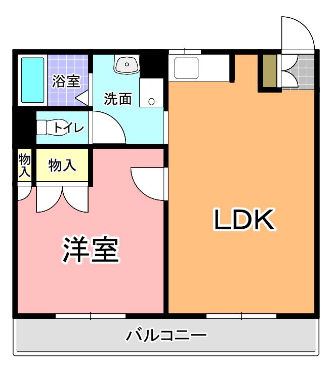 ウイングイースト A棟(1LDK/2階)の間取り写真