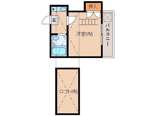アンピエス元町(1K/2階)の間取り写真