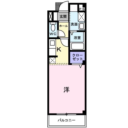 ヴィオラG(ワンルーム/2階)の間取り写真