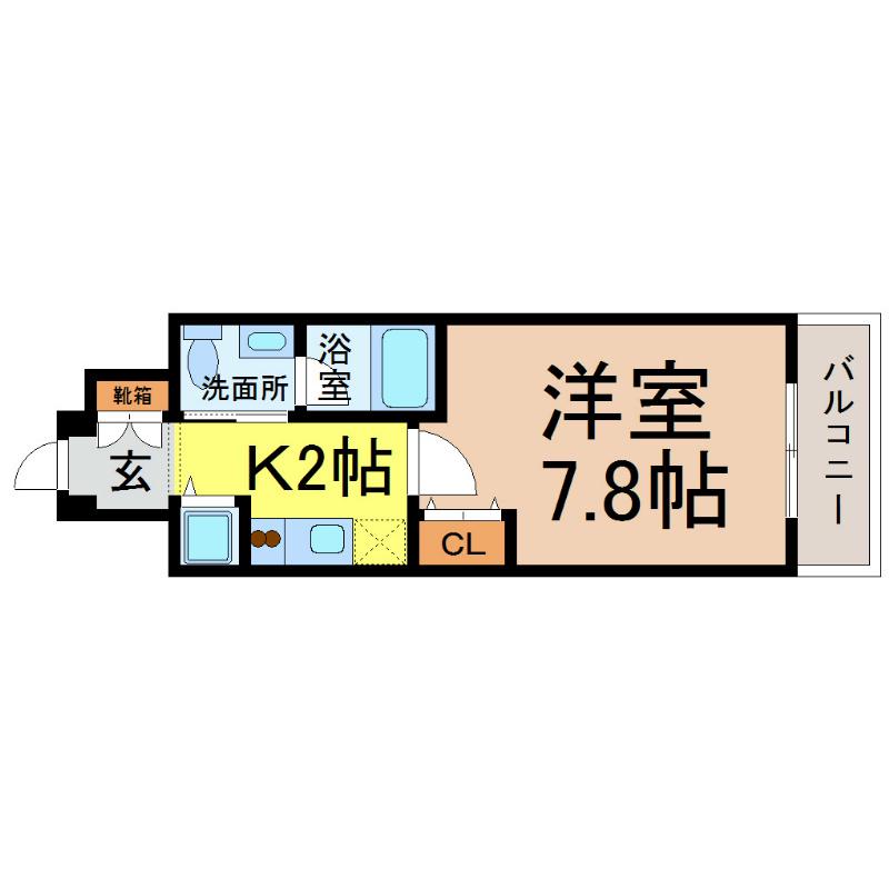 ALATO丸の内(1K/2階)の間取り写真