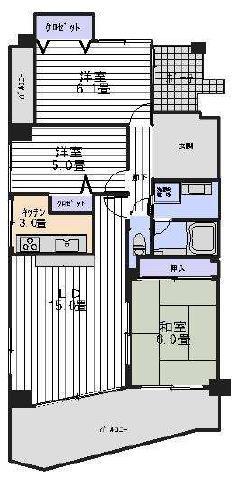 サンビルダー北野弐番館(3LDK/9階)の間取り写真