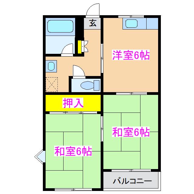 グリーンシールズ・オコ(2DK/1階)の間取り写真