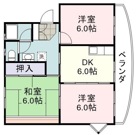 コンフォール船越I(3DK/2階)の間取り写真