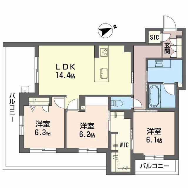アルテーヌ浜寺元町(3LDK/2階)の間取り写真