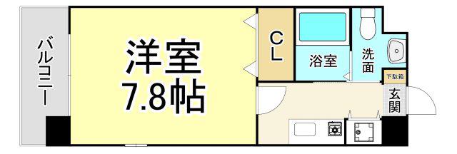 SANBOX大浦(1K/8階)の間取り写真