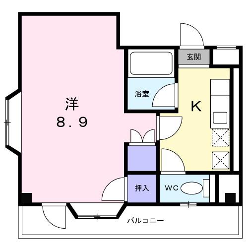 メゾンセシボン・E(1K/1階)の間取り写真