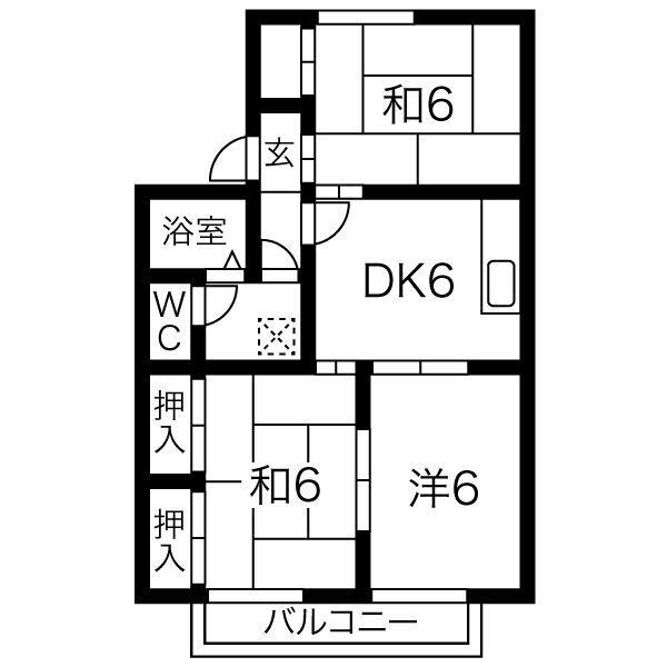 セジュール東曙A棟(3DK/1階)の間取り写真