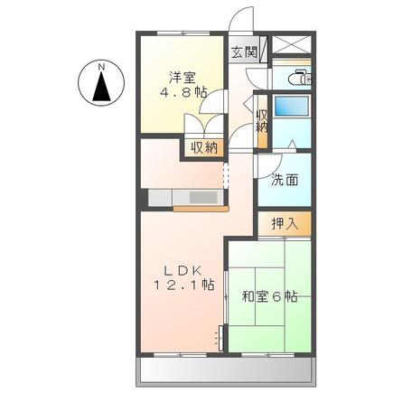 ベルクレスト(2LDK/1階)の間取り写真