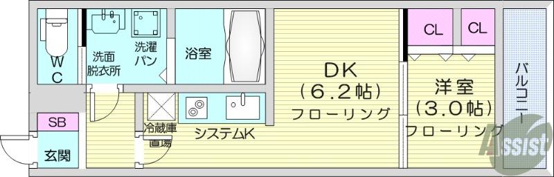 J RESIDENCE OTEMACHI(1DK/3階)の間取り写真