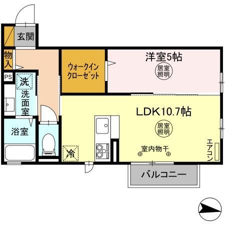 D-ROOM深谷津(1LDK/2階)の間取り写真