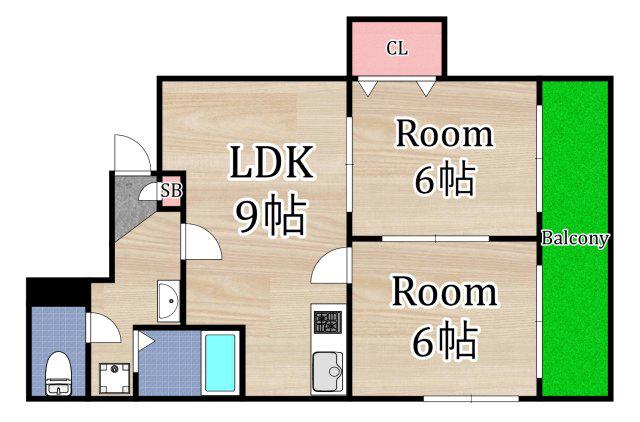 メゾンロイヤルヒロ(2LDK/5階)の間取り写真