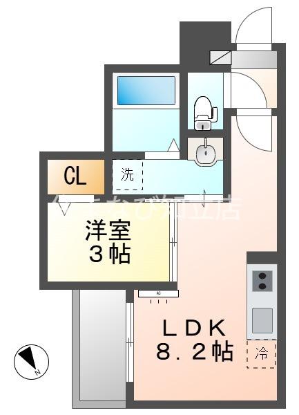 JACK YABAI(1LDK/3階)の間取り写真