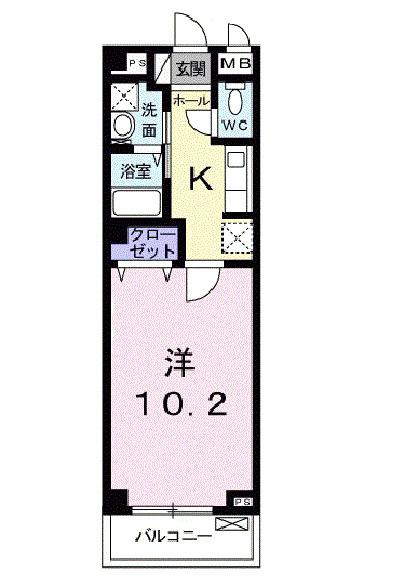ウィンザー越水(1K/3階)の間取り写真