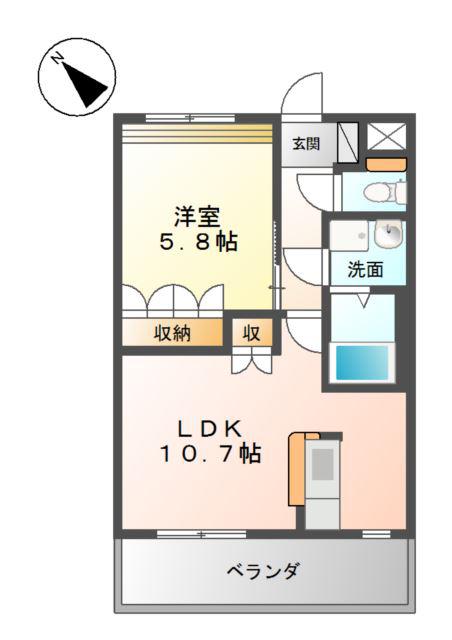 ウィッシュ(1LDK/2階)の間取り写真