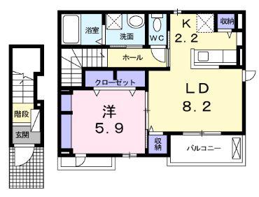 グッドスピード A(1LDK/2階)の間取り写真