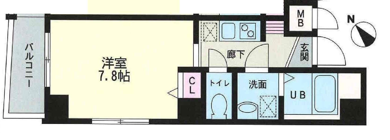 グリーンガーデン山王(1K/4階)の間取り写真