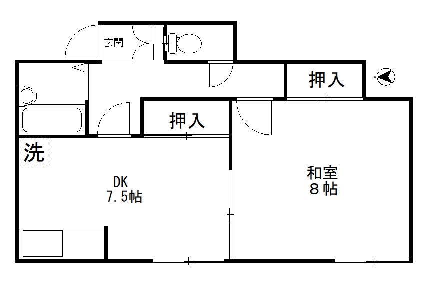 池田アパート(1DK/1階)の間取り写真