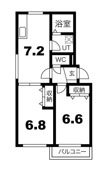 ルシエル大曲(2DK/3階)の間取り写真