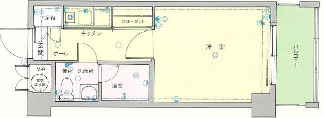 フォルム熊大前III(1K/4階)の間取り写真